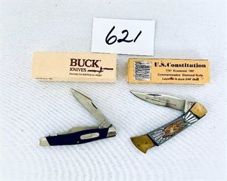 A- Buck knife. $49 
B- US CONSTITUTION knife $15 SOLD 