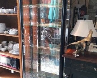 Black laquered Curio with Glass Shelves