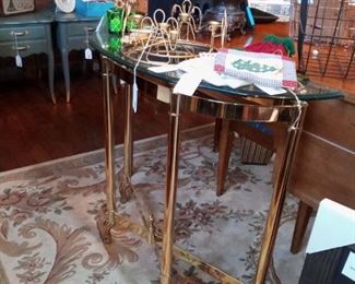 Glass/Brass 1/2 Moon Entry Table