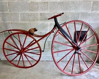 Antique 1870's Shire Boneshaker wooden and iron bar bicycle