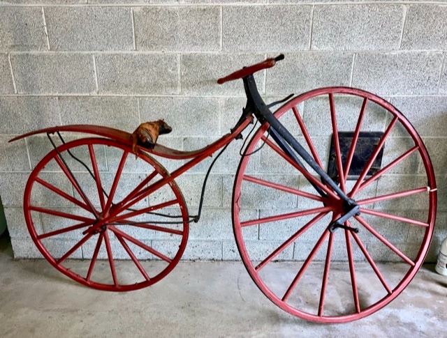 Antique 1870's Shire Boneshaker wooden and iron bar bicycle