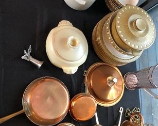 Copper pans and coffee pot