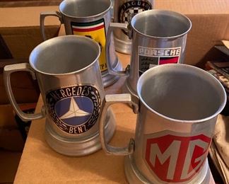 Vintage Mugs with Auto Stickers