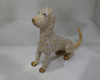 Herend Yellow Fishnet Dog