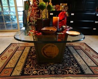 Asian Glass Top Accent Table