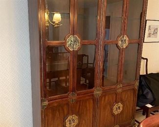 Henredon Pan Asian Dining Room Set with 8 Chairs and Table Leaf