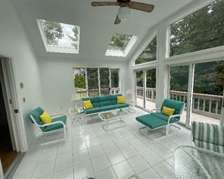 Sunroom set - sofa, two chairs, coffee table and two side tables