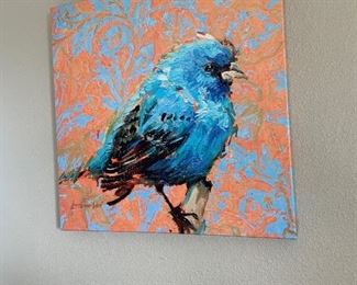 lot 2- bird art on canvas $30 
