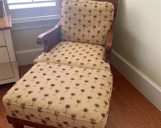 Lot 31- Palm tree cushioned seat with ottoman $85 in great condition 