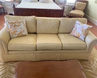 lot 43- light yellow soft pull out bed sofa $200 