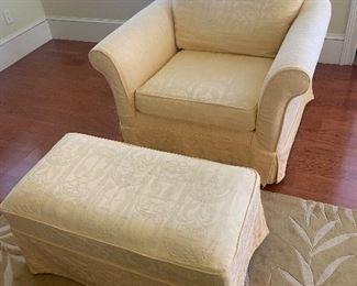 lot 44- yellow chair with ottoman $75 