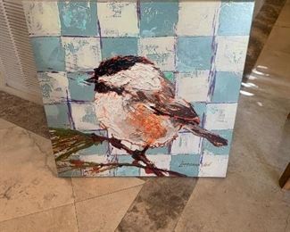 lot 3- bird art on canvas $30 