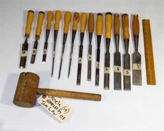 Chisels with hickory handles made by Tom Law