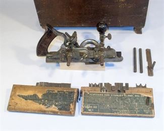Stanley No. 45 combination plane with 15 cutters in two boxes