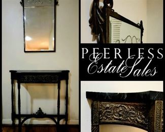 Antique Marble top Console Table and Mirror Set $350 or bid#42