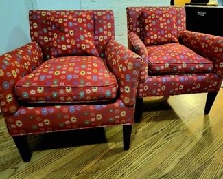 Pair Custom Upholstered Arm Chairs $285 or bid#39