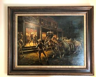 Large original oil painting by Hungarian American artist, Americo Makk.