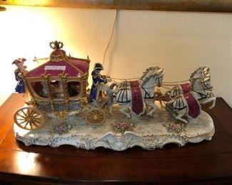 Magnificent Large Capodimonte Carriage with Horses