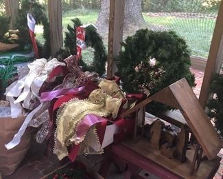 Christmas wreaths, nativity sets