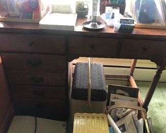 Desk with office supplies 