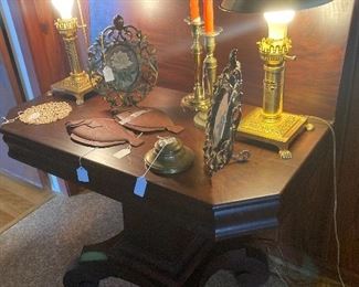 American Classical Period games table - Mahogany - with canted corners - great condition - about 1850