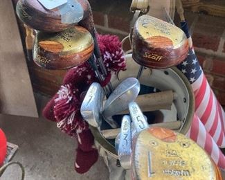 Vintage set of golf clubs