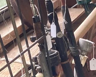 Many fishing rods
