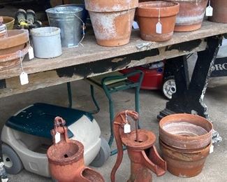 Pots, pump spouts and a 1920's library table