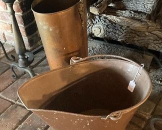 Coal scuttles and other fireplace implements