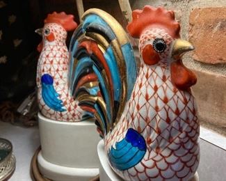 Pair of vintage rooster lamps