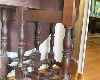 Detail of the legs of one of two gateleg tables