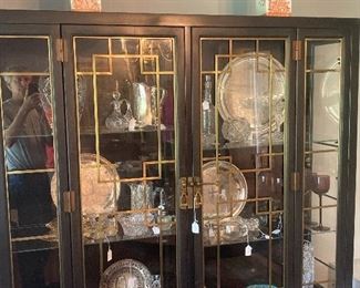Asian-style china cabinet - large - black with brass details