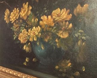Oil on canvas of a flower arrangement - late 19th C.