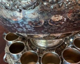Large SP punch bowl with cups 