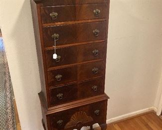 Mahogany chest on stand - early 20th C and reduced in size - really nice!