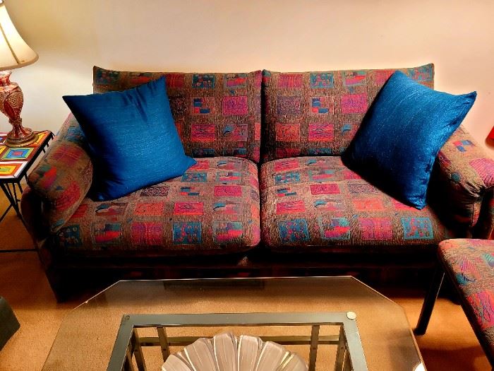 Cool fabric small sofa, with matching chairs