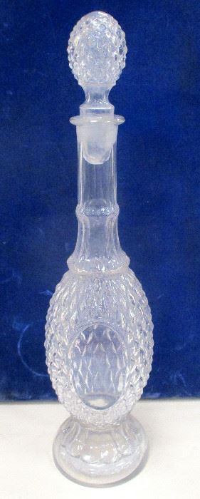 FEDERAL PERIOD BLOWN GLASS DECANTER. WITH STOPPER. 14.5" TALL