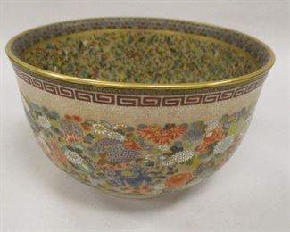 A MEIJI JAPANESE THOUSAND BUTTERFLY AND MILLE FLEURS BOWL. INTRICATELY DECORATED WITH ENAMELS AND GILT, INSIDE WITH MULTI-COLOR BUTTERFLIES AND EXTERIOR WITH FLOWERS