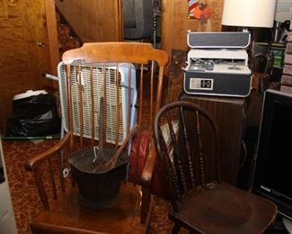 Wood Chairs, Coal Bucket, Ash Shovels