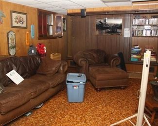 Leather Sofa & Chair w/ Ottoman