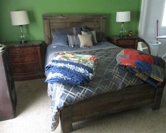 Queen Size Pine Bed with Mattress Set 