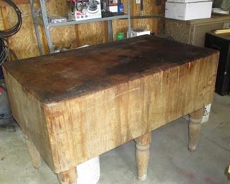 Vintage Commercial Butcher Block Table