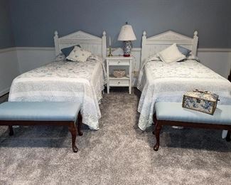 Cute painted white twin beds