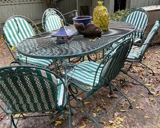 Nice oblong wrought iron table and 6 chairs