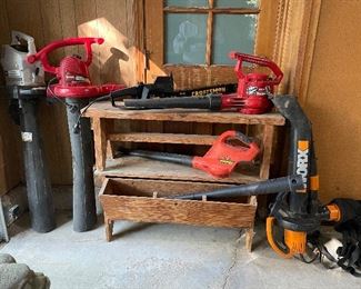 Leaf blowers, old tool box