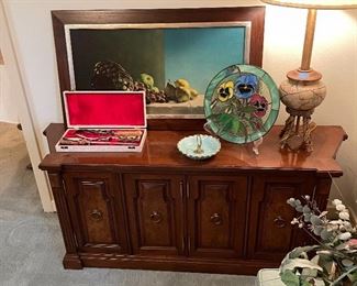 I have no idea what the intended purpose of this little cabinet was.  It’s too short for a Buffett, to wide for a side table.  The 60’s were wild.