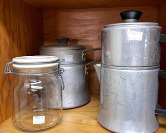 Here are a few of the coffee pots - old school drip ones