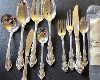 This is a Sterling Silver Service for 8.  The pattern is called Spanish Provincial by Towle - It’s not a huge set but you do have 6 serving pieces - including a chocolate spoon.  The fact that there used to be a dedicated spoon just for chocolate as a standard in old silver sets means we used to do some things right I suppose