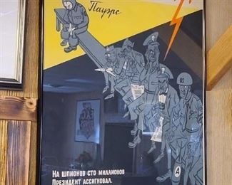 Original 1960 Soviet Union Propaganda Poster Featuring Francis Powers 