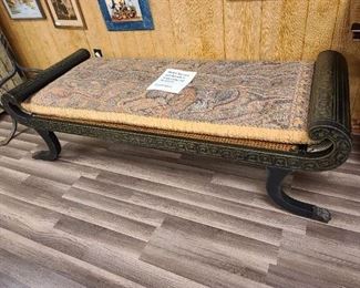 Antique Bed Bench with Silk Cushion